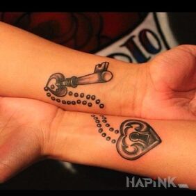 Tattoo Key to the heart on the forearm motif: Love