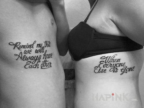 Tattoo Złota myśl in Love motif on the ribs