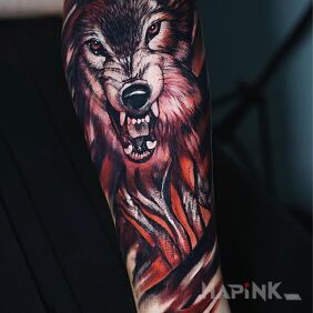 Tattoo Wolfhound on the calf motif: animals style: graphic / illustrative