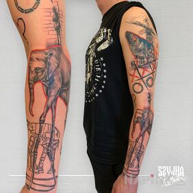 Tattoo A little abstraction ? on the forearm motif: characters style: graphic / illustrative