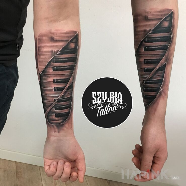 Tattoo Klawisze ? in objects motif and realistic style on the forearm