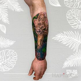Tattoo Fossa ? on the forearm motif: animals style: realistic