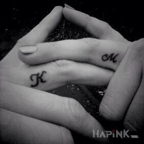 Tattoo Initials on the fingers motif: Love