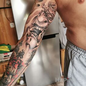 Tattoo Demons on the forearm motif: demons style: realistic