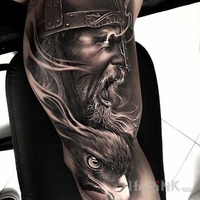 Tattoo Viking / Eagle on the upper arm motif: 3D style: realistic