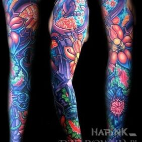 Tattoo Colorful sleeve on the upper arm motif: sleeves
