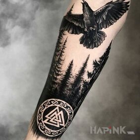 Tattoo Nordic fleece on the forearm motif: animals style: graphic / illustrative