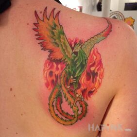 Tattoo Phoenix on the fingers motif: animals