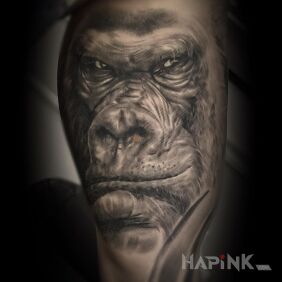 Tattoo Gorilla on the upper arm motif: animals style: realistic