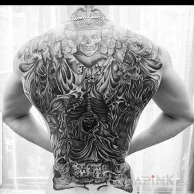 Tattoo Plecki on the back motif: demons style: graphic / illustrative