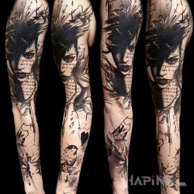 Tattoo Black-haired on the forearm motif: sleeves