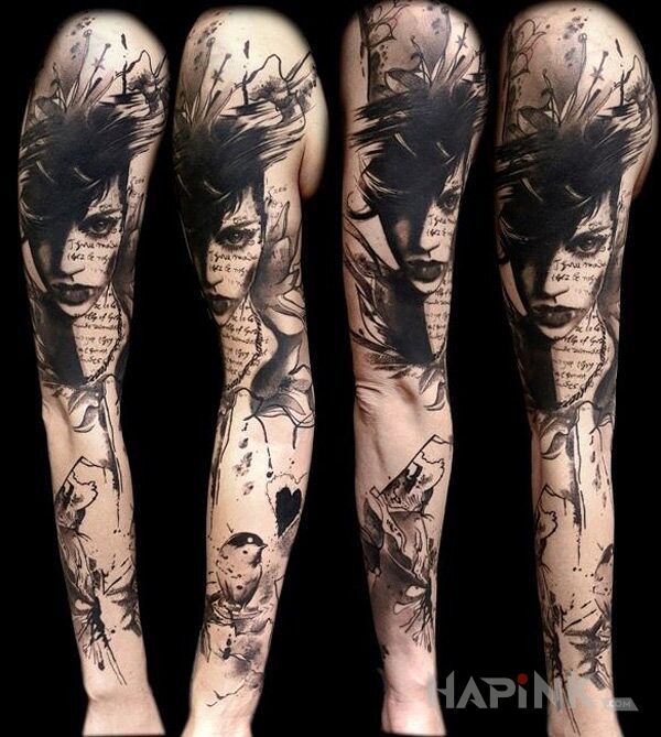 Tattoo Czarnowłosa in sleeves motif on the forearm