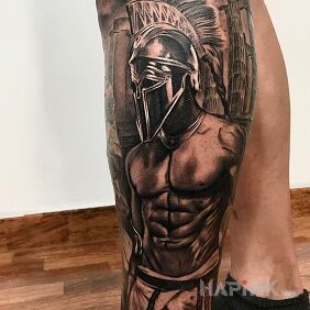 Tattoo Six-pack :) on the calf motif: colorful style: realistic