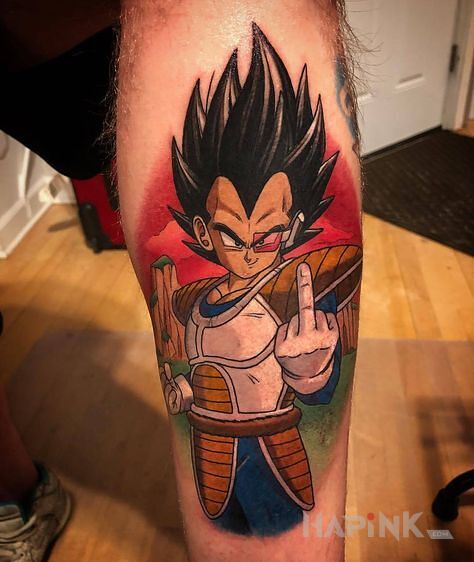 Tattoo Fucker od vegety in manga / anime motif and cartoon / comic book style on the calf