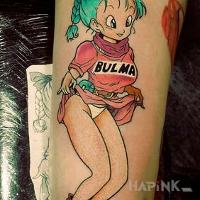 Tattoo Bulma :) on the forearm motif: colorful style: graphic / illustrative