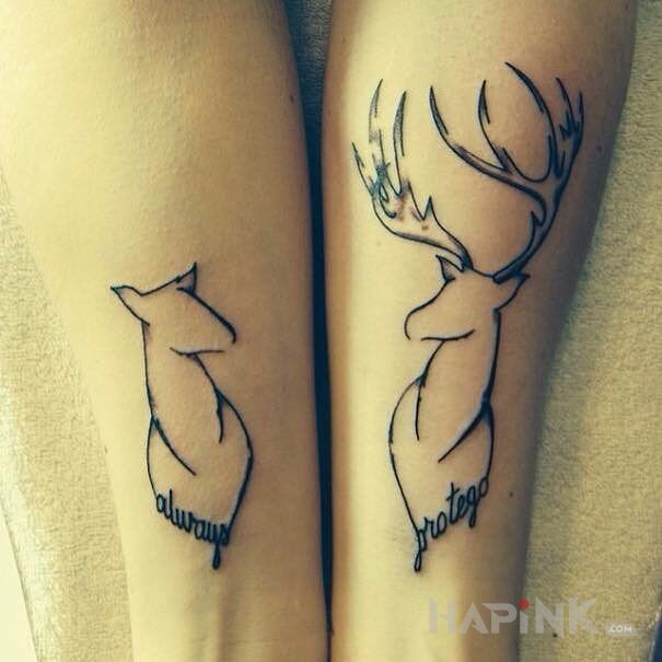Tattoo Jelonki in Love motif on the forearm