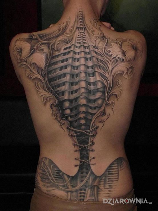 Tatuaż cyberpunk w motywie pozostałe na plecach