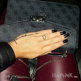 Tattoo Faith on the hand motif: religious style: minimalistic