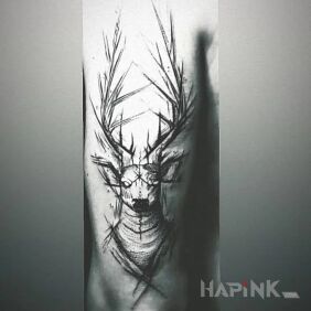 Tattoo Deer on the upper arm motif: animals style: sketch