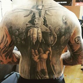 Tattoo Take my hand on the shoulder blades motif: demons style: realistic