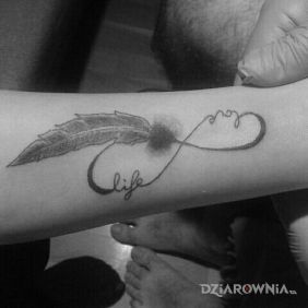 Tatuaż LOVE_LIFE na przedramieniu motyw: pozostałe