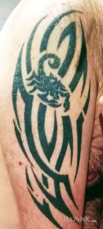 Tattoo Tribal in zodiac signs motif and tribal style on the upper arm