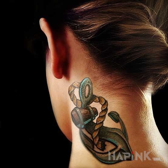 Tattoo Kotwica in other motif on the neck