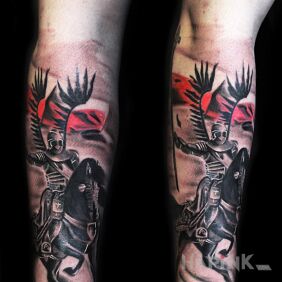 Tattoo Hussars on the forearm motif: characters style: graphic / illustrative