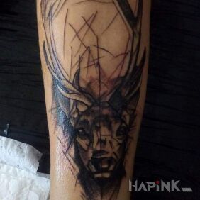 Tattoo Deer on the forearm motif: animals style: sketch