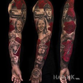 Tattoo Sleeve of memories on the forearm motif: sleeves