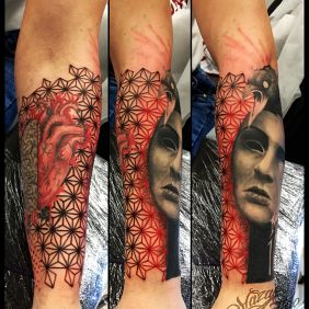 Tattoo Hart on the forearm motif: demons style: realistic