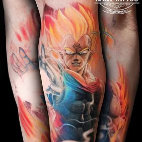 Tattoo Mijin Vegetw on the forearm motif: colorful style: graphic / illustrative
