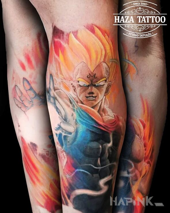 Tattoo Mijin Vegetw in colorful motif and graphic / illustrative style on the forearm
