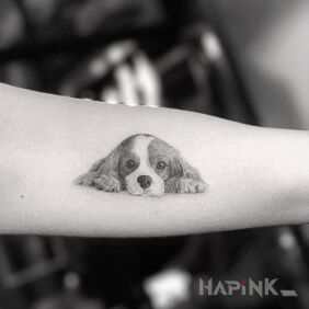 Tattoo Dog on the forearm motif: animals style: realistic