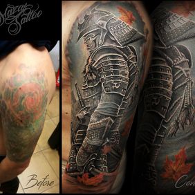 Tattoo Warrior cover on the upper arm motif: 3D style: realistic