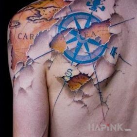 Tattoo Compass on the shoulder blades motif: other