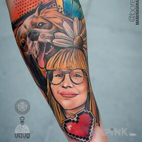 Tattoo Portrait on the forearm motif: animals style: graphic / illustrative