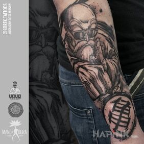 Tattoo Brilliant turtle on the forearm motif: characters style: sketch