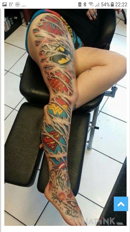 Tattoo Cała noga w tuszu in characters motif and cartoon / comic book style on the foot