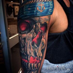 Tattoo Navy Skull on the upper arm motif: 3D