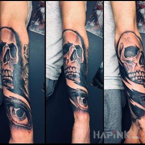 Tattoo Czacha on the forearm motif: skulls style: realistic