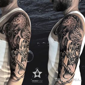 Tatuaż Octob... octopus tattoo! na ramieniu motyw: zwierzęta styl: realistyczne
