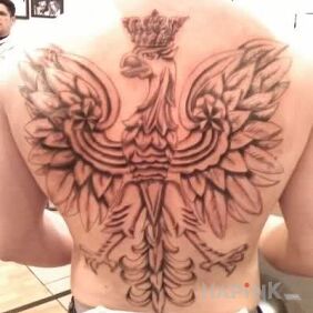 Tattoo Crowned eagle on the back motif: patriotic