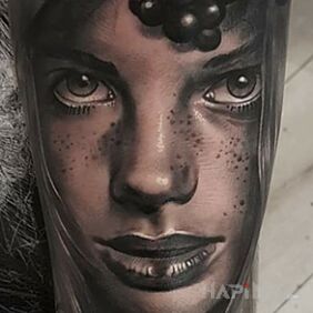 Tattoo Driad (forest nymph) on the forearm motif: 3D style: realistic