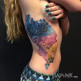 Tattoo Mkro cosmos on the ribs motif: other
