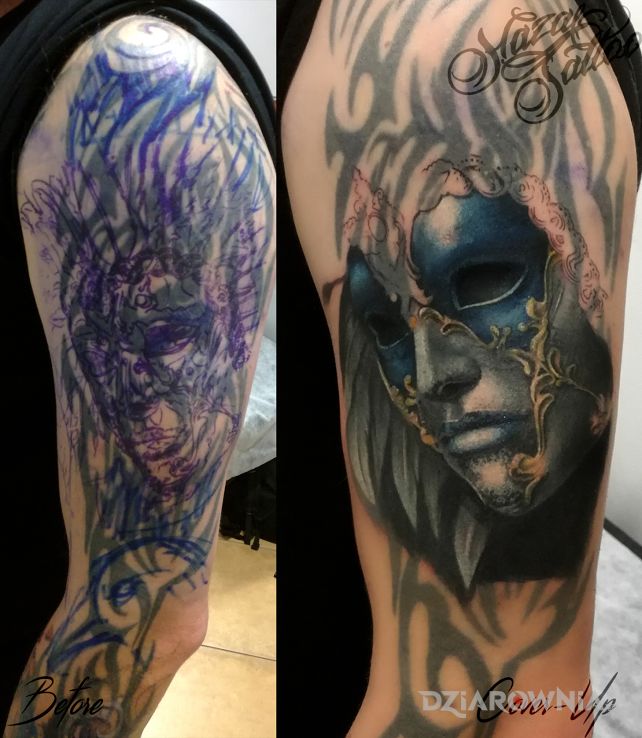 Tatuaż cover in progress w motywie 3D i stylu realistyczne na ramieniu