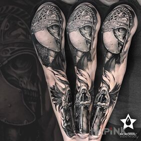 Tattoo Warrior on the upper arm motif: 3D style: realistic