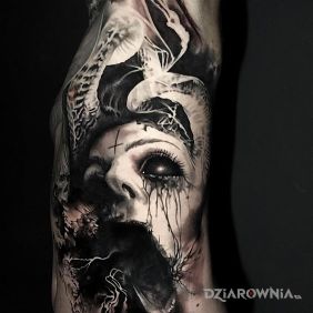 Tatuaż Przerażająca twarz na żebrach motyw: mroczne styl: realistyczne