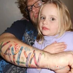 Tattoo Daughter's name on the forearm motif: lettering