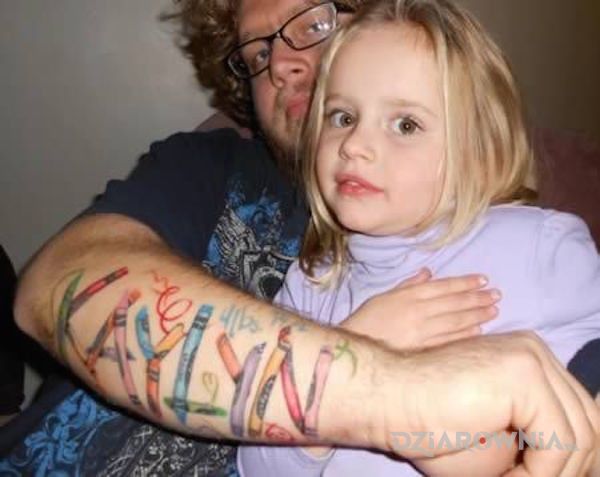 Tatuaż imię córki w motywie napisy na przedramieniu